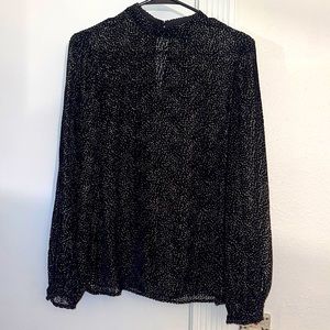 Sheer black top with black and white dots, size small from club Monaco